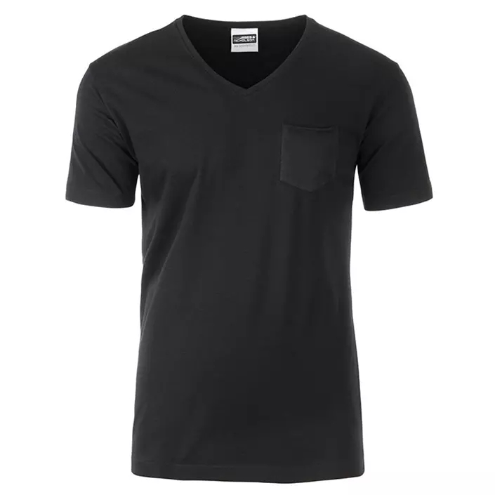 James & Nicholson T-shirt med brystlomme, Sort, large image number 0