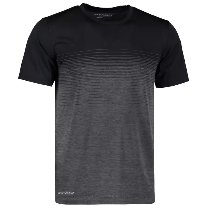 GEYSER seamless stribet T-shirt, Sort, large image number 1