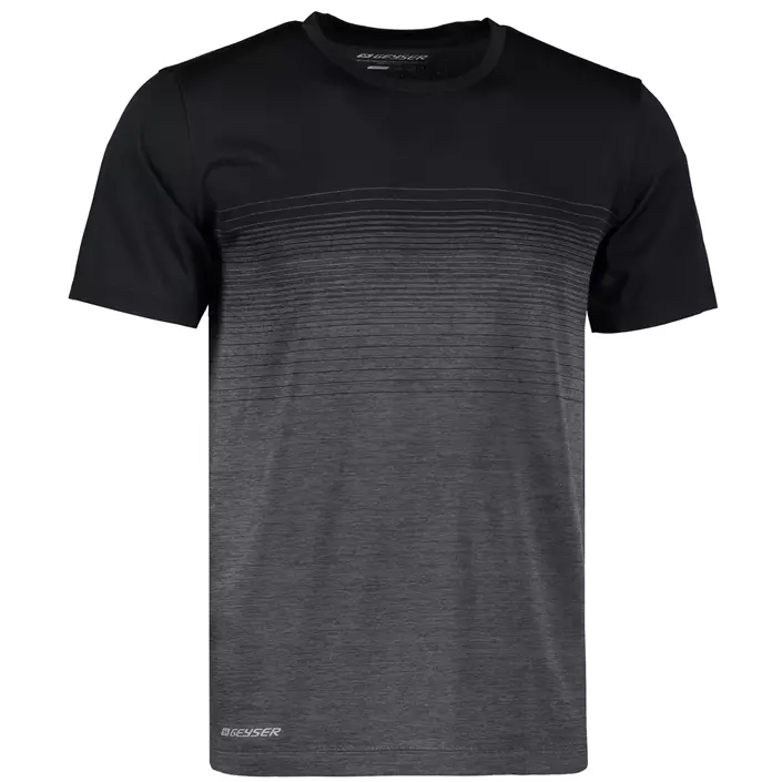GEYSER seamless stribet T-shirt, Sort, large image number 1