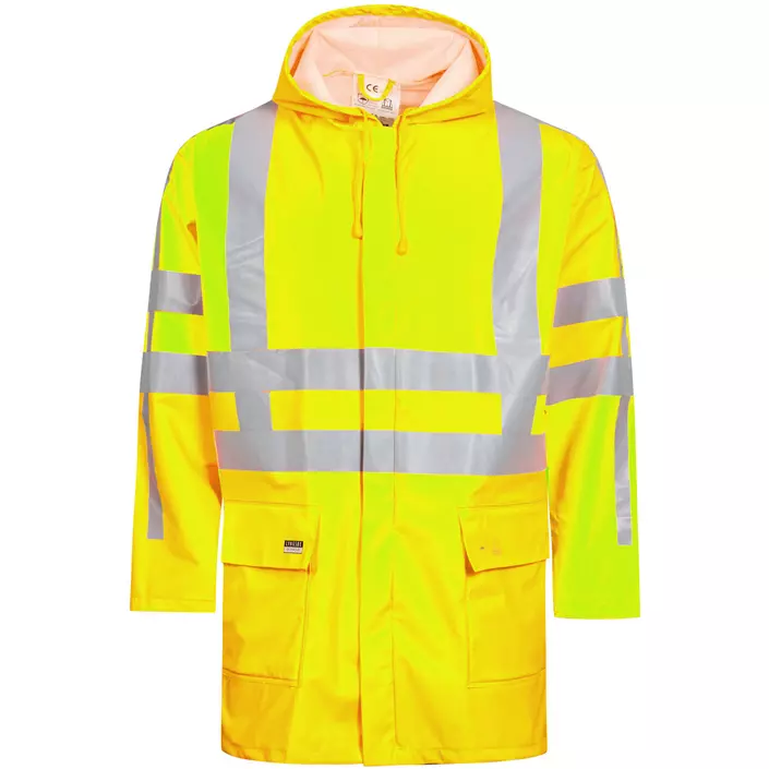 Lyngsøe PU rain jacket, Hi-Vis Yellow, large image number 0