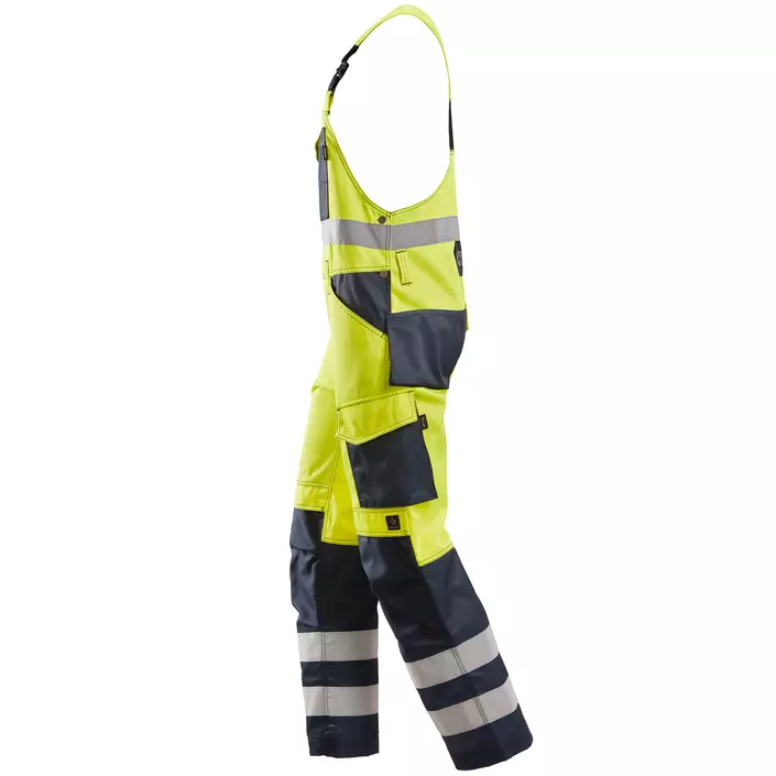 Snickers bib and brace trousers 0113, Hi-vis Yellow/Marine, large image number 2