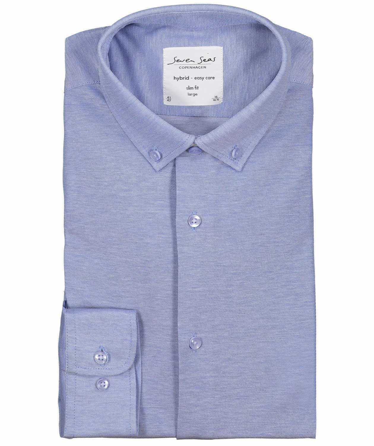 Seven Seas Slim fit jerseyskjorte, Lysebl&aring;, large image number 3