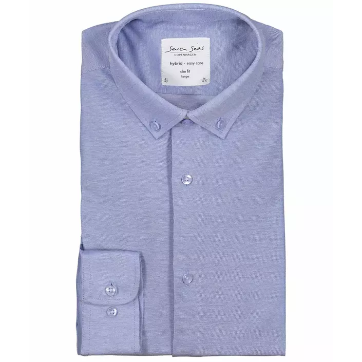 Seven Seas Slim fit jerseyskjorta, Ljus Blå, large image number 3