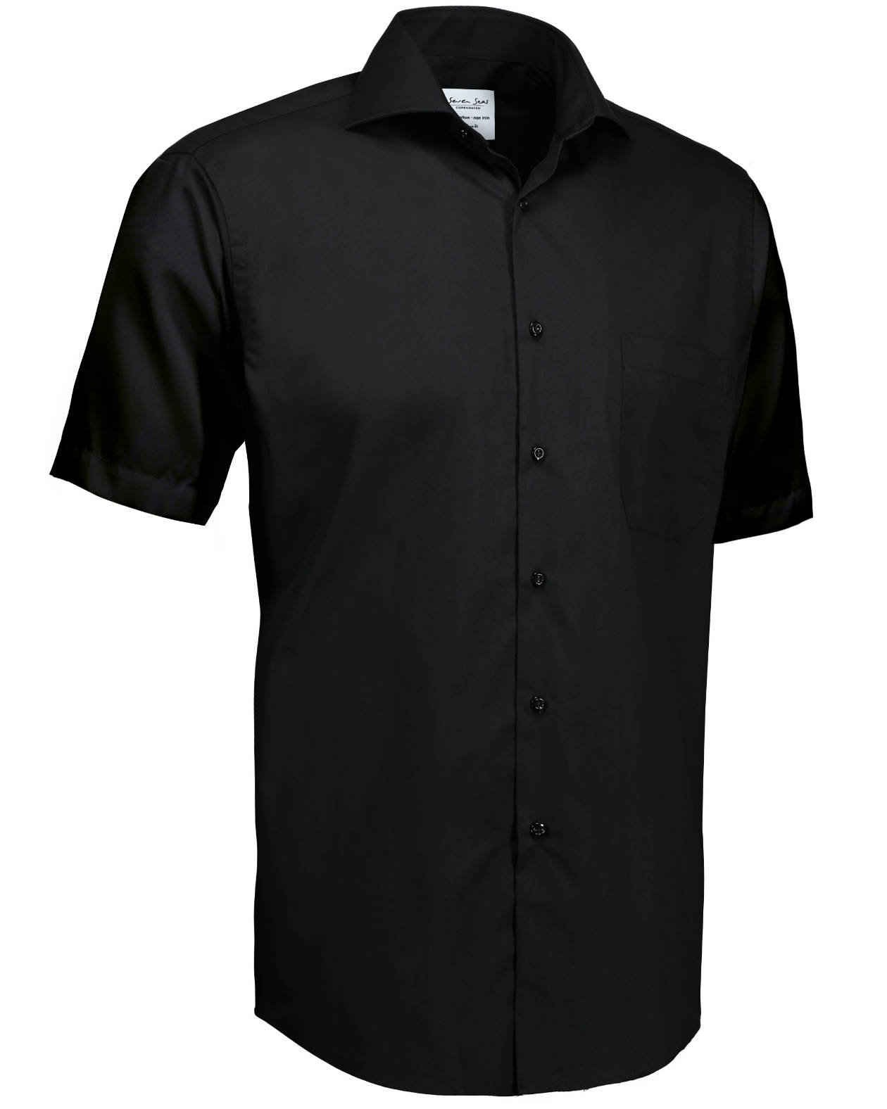 Seven Seas modern fit Poplin kort&aelig;rmet skjorte, Sort, large image number 3