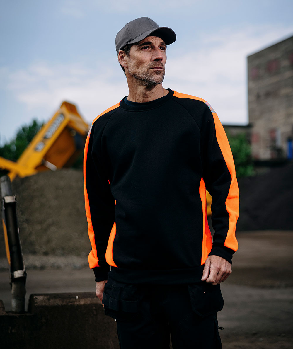 YOU Lancaster Pro Sweatshirt, Schwarz/Hi-vis Orange