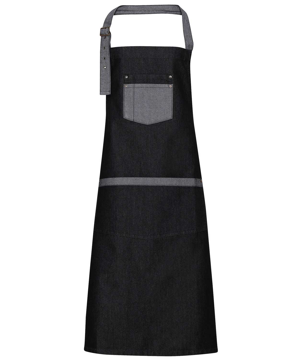 Premier P127 denim bib apron, Black Denim, Black Denim, large image number 0