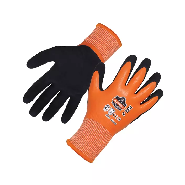Ergodyne ProFlex 7551 vinterhandskar med skärskydd Cut E, Black/Orange, large image number 0