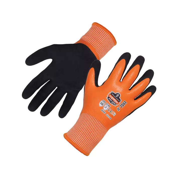 Ergodyne ProFlex 7551 vinterhandskar med skärskydd Cut E, Black/Orange, large image number 0