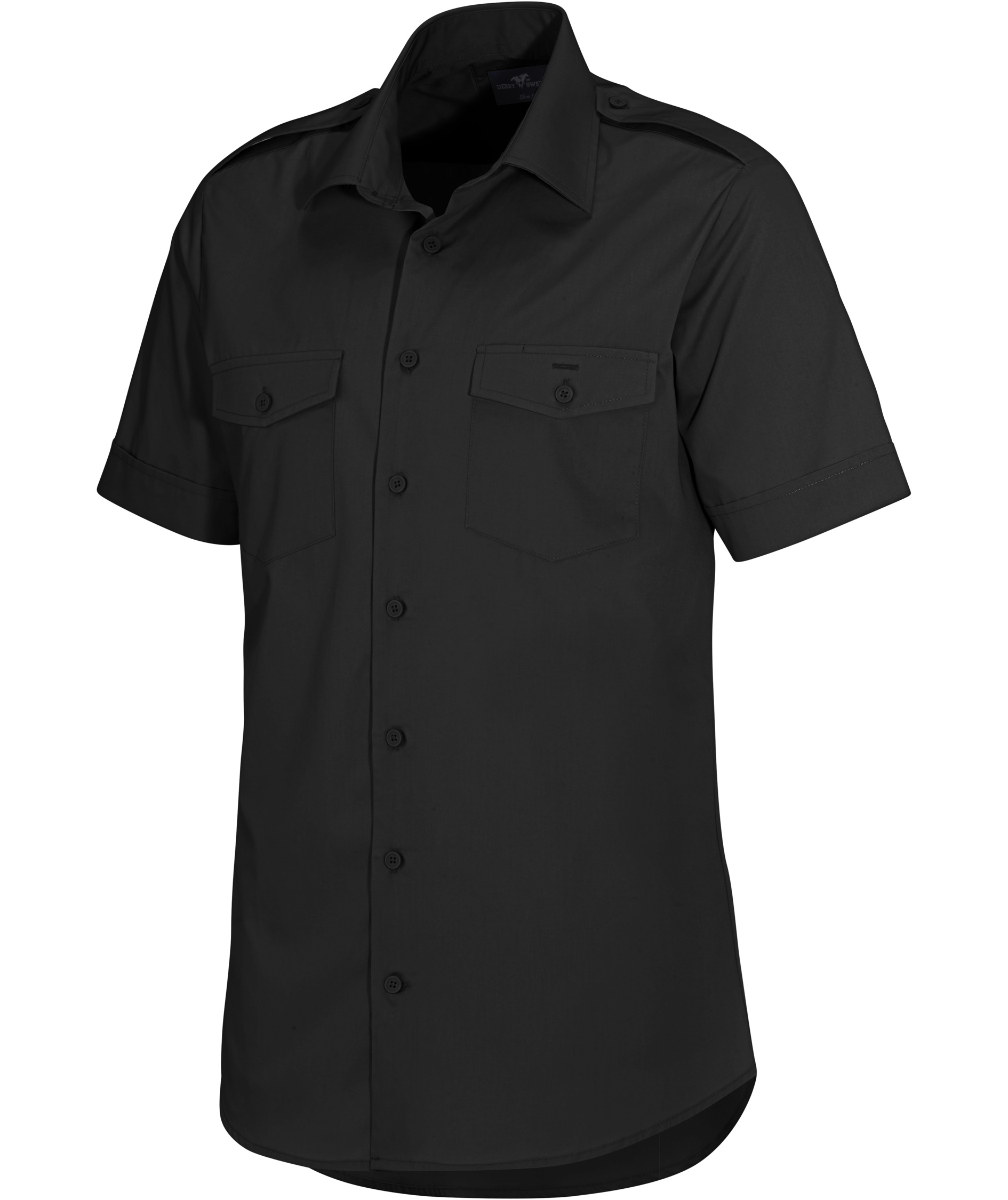 Derby of Sweden Martines Slim fit kortermet pilotskjorte, Black, large image number 4