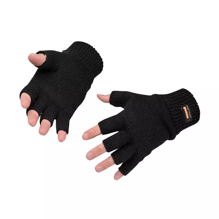 Portwest GL14 fingerløse strikkede handsker, Sort, Sort, large image number 0