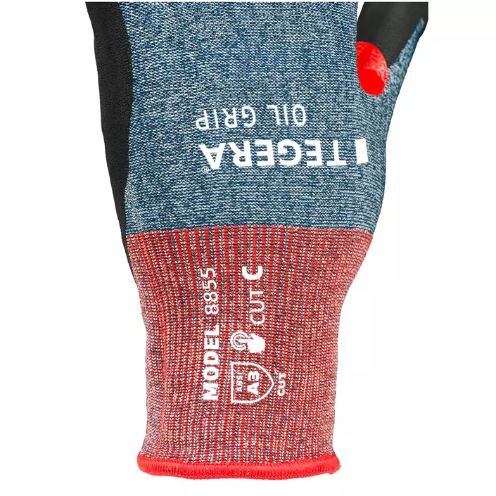 Tegera 8855 Oil grip skærehæmmende arbejdshandsker Cut C, Rød/Sort, large image number 3