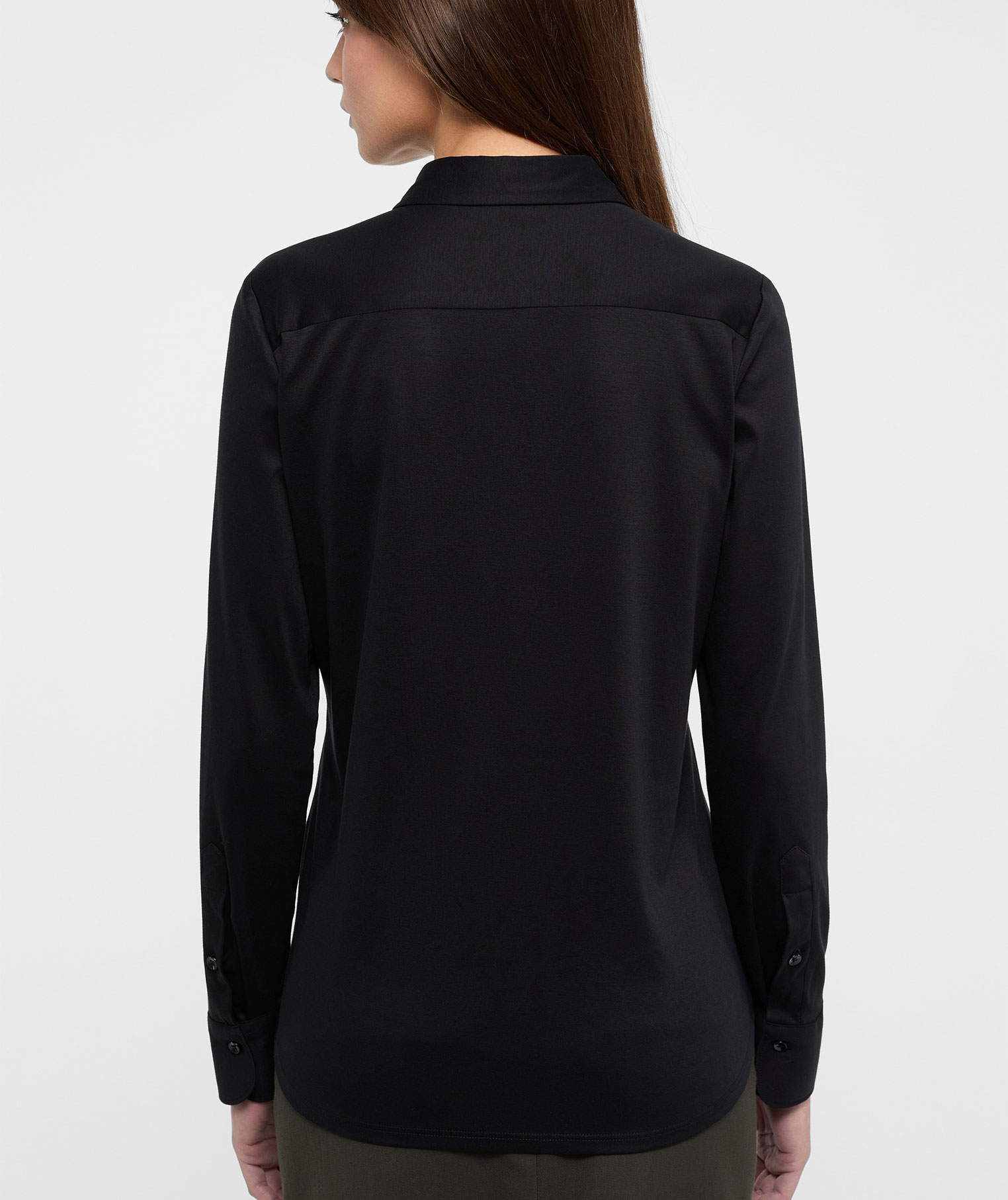 Eterna Jersey slim fit dameskjorte, Black, large image number 2
