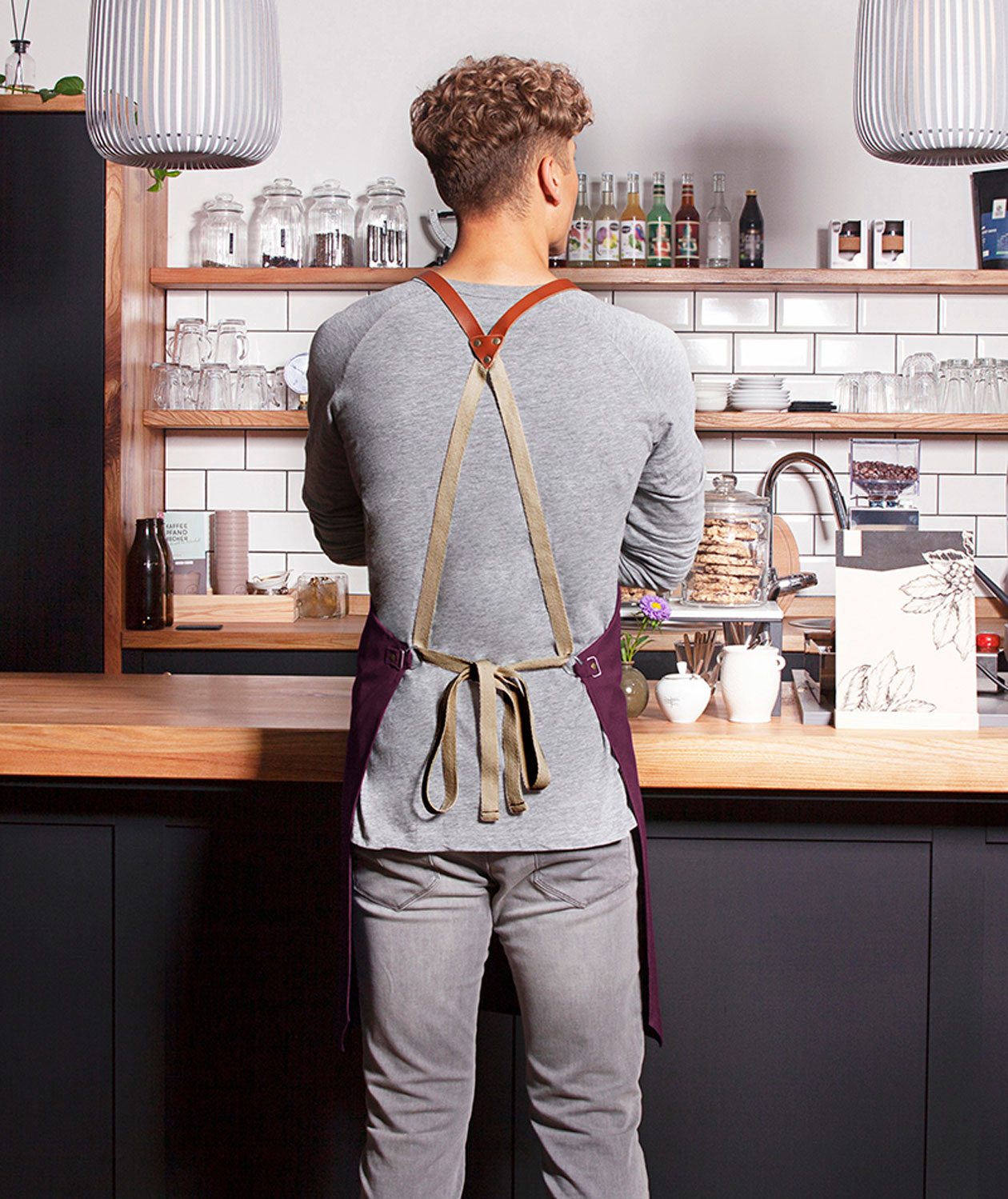 Karlowsky Recycled brystlommeforkle, Aubergine, Aubergine, large image number 3