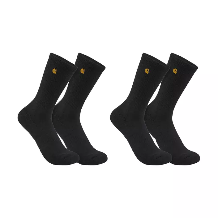 Carhartt Crew 2-pak strømper, Black, large image number 0