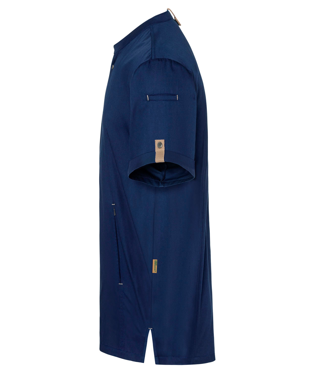 Karlowsky Green-generation kort&aelig;rmet kokkejakke, St&aring;lbl&aring;, large image number 3