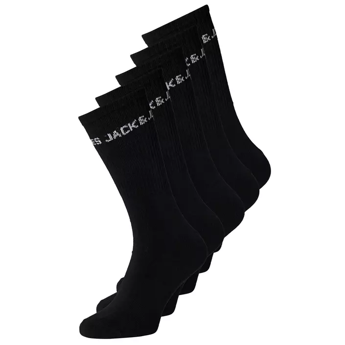 Jack & Jones JACBASIC 5-pack logo tennis socks, Black, Black, large image number 0