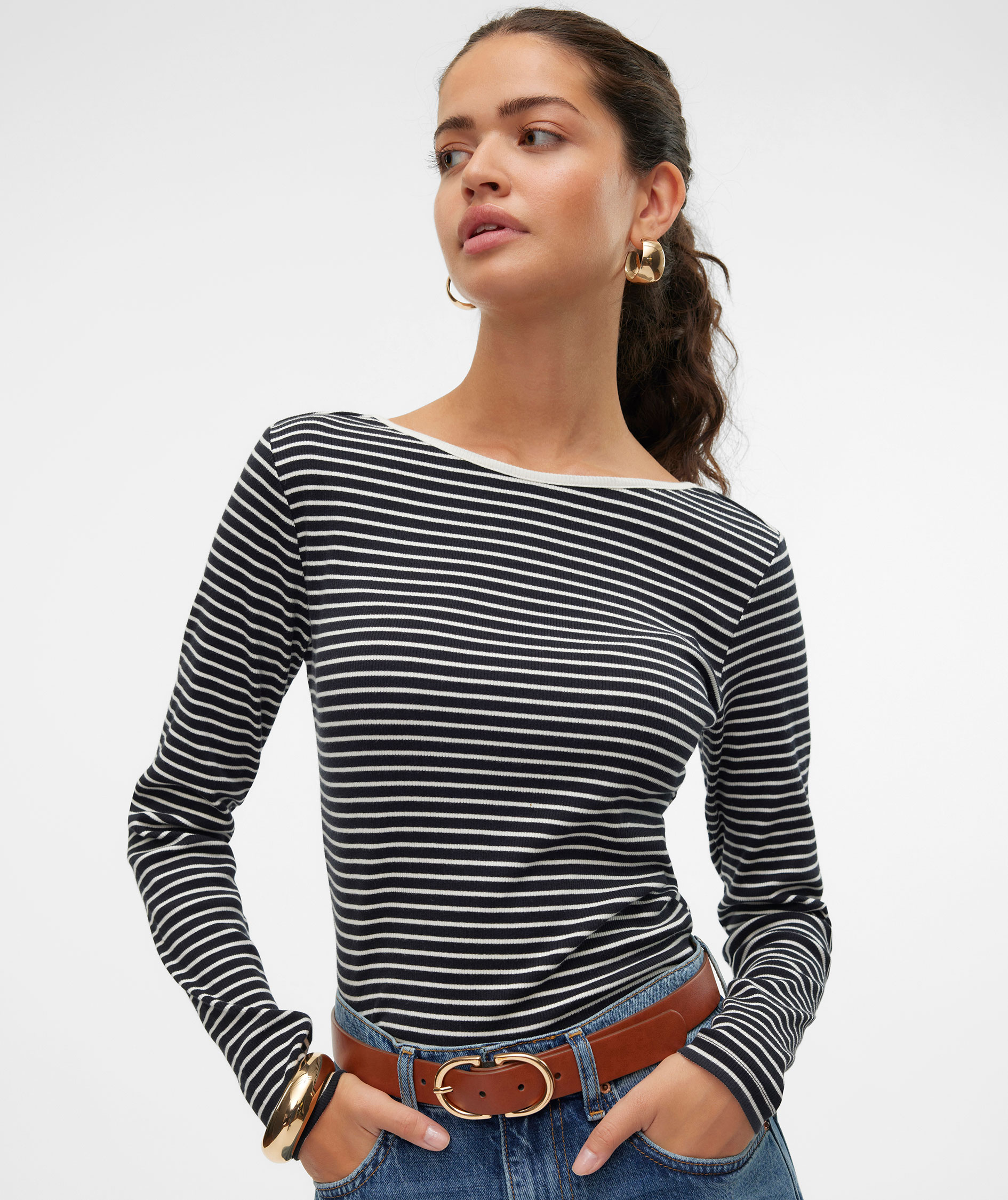 Vero Moda VMCHLOE 2-way women's blouse, Black/Snow White