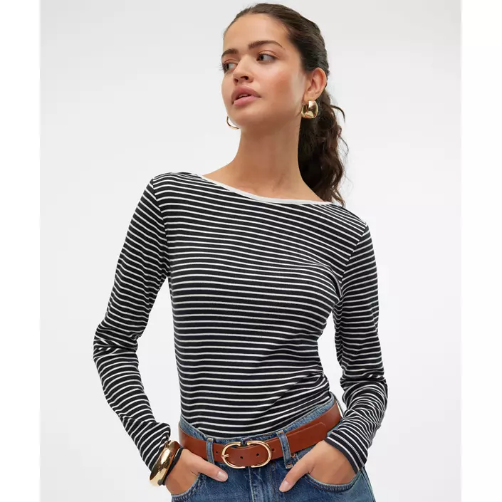 Vero Moda VMCHLOE 2-way damebluse, Black/Snow White, large image number 1