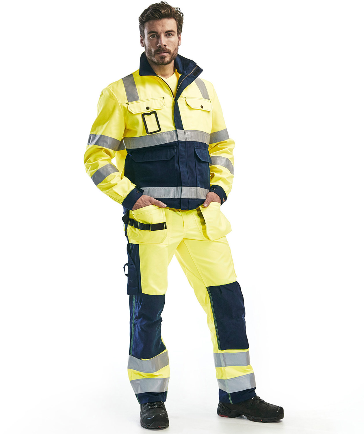 Bl&aring;kl&auml;der arbetsjacka, Varsel gul/marinbl&aring;, large image number 1