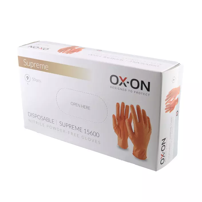OX-ON Disposable Supreme 15600 nitril engångshandskar 50 st., Orange, large image number 1