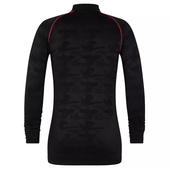 Engel half zip long-sleeved undershirt with merino wool, Black, large image number 1