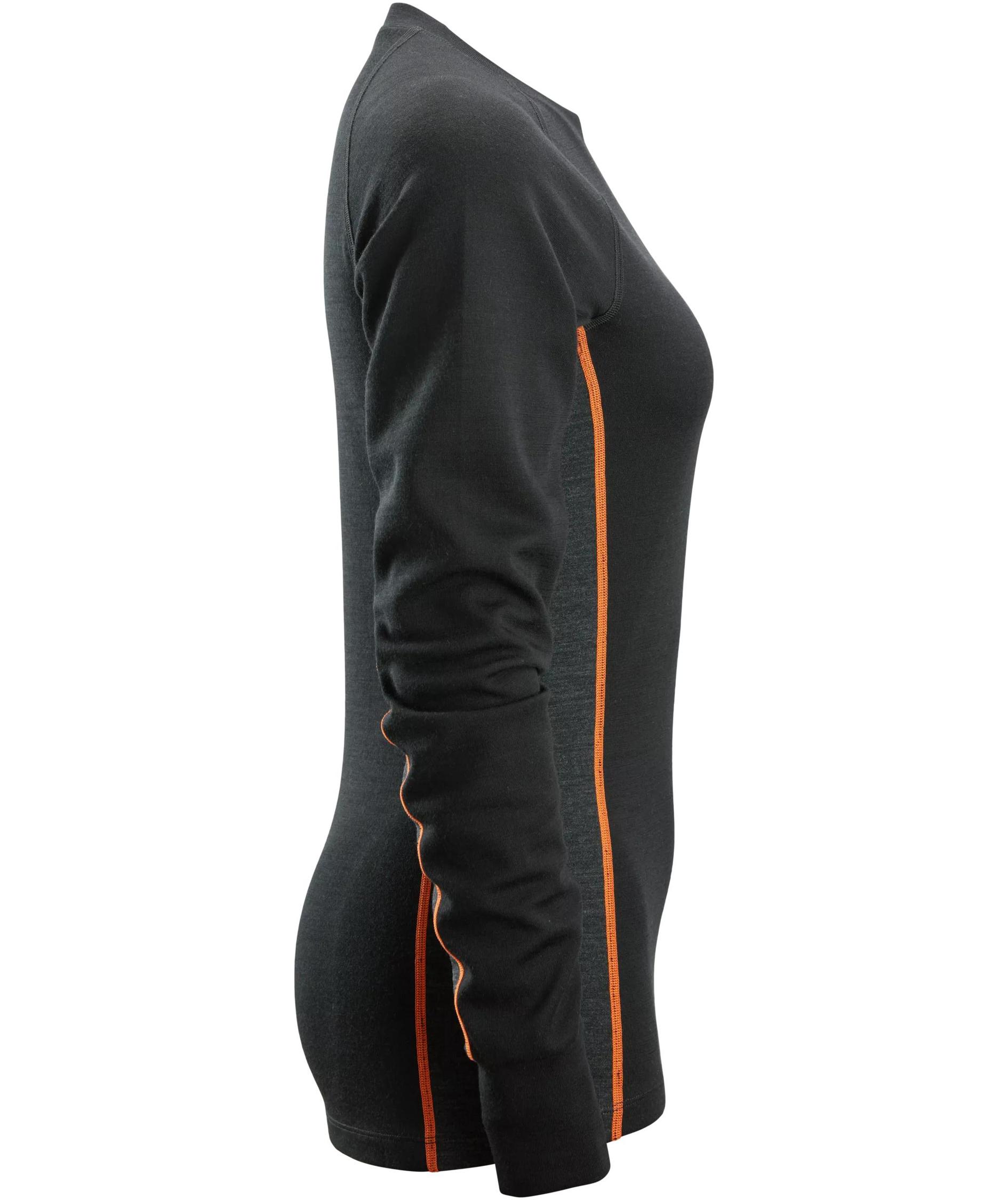 Snickers women's thermal crewneck with merino wool 9470, Black/Anthracite Melange, large image number 3