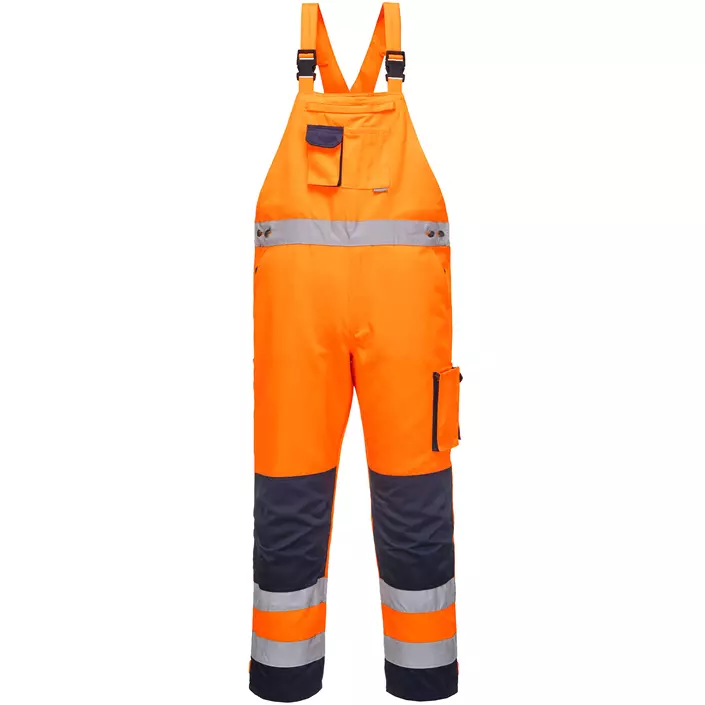 Portwest bib and brace trousers, Orange/Marine, large image number 0