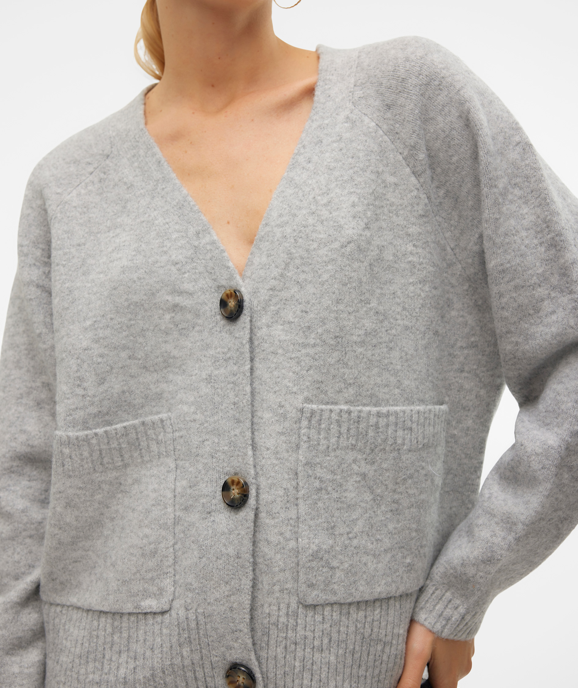 Vero Moda VMBOOM women's knitted cardigan, Light Grey Melange, large image number 4