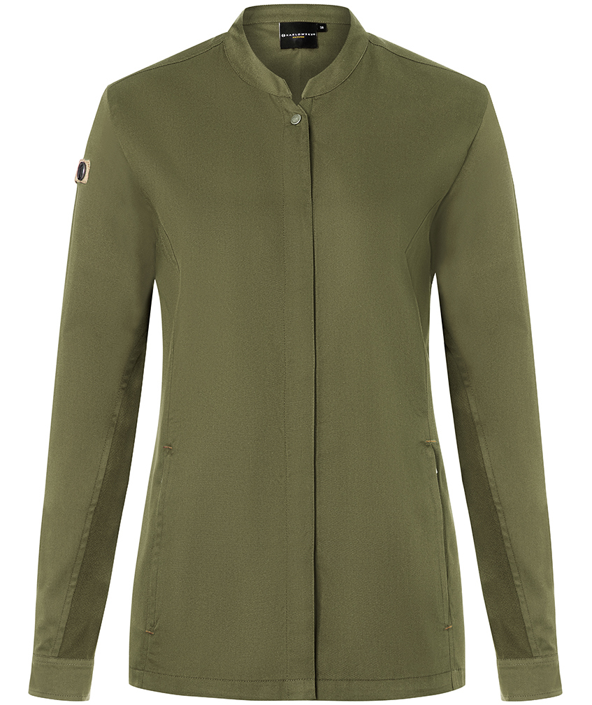 Karlowsky Green-Generation dame kokkejakke, Moss green, Moss green, swatch