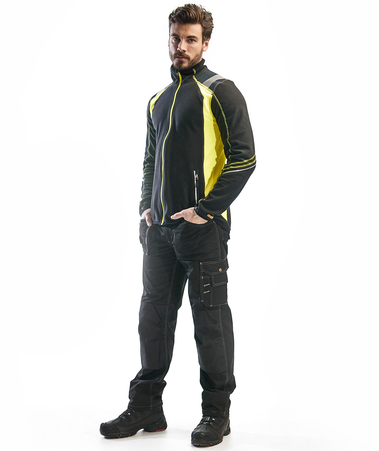 Bl&aring;kl&auml;der Visible microfleecetr&ouml;ja, Svart/Varselgul