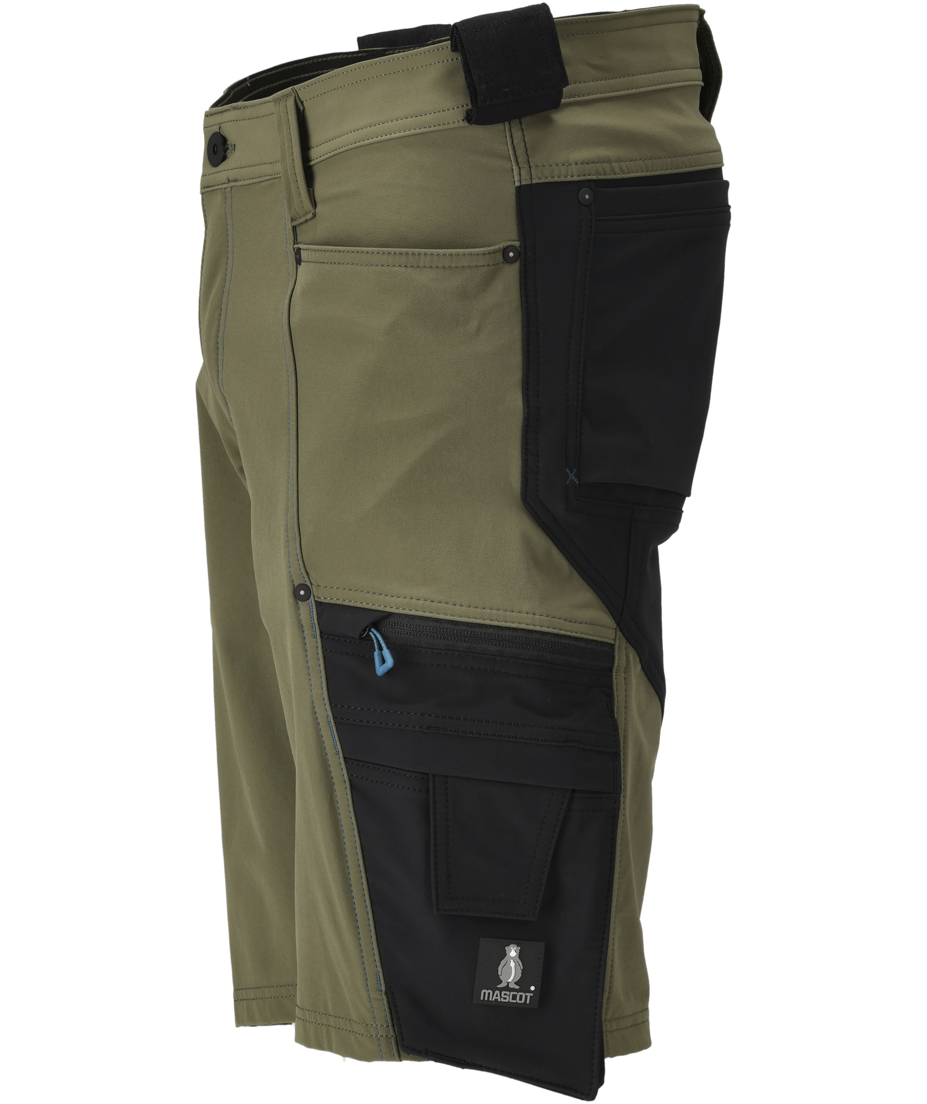 Mascot Advanced arbejdsshorts full stretch, Mosgr&oslash;n/Sort, large image number 3