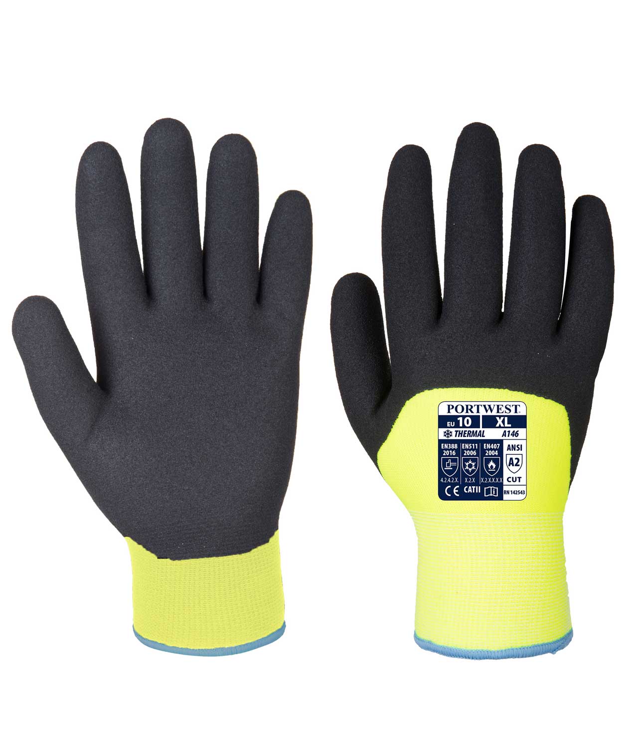 Portwest A146 vinter arbejdshandsker, Gul/Sort, Gul/Sort, swatch