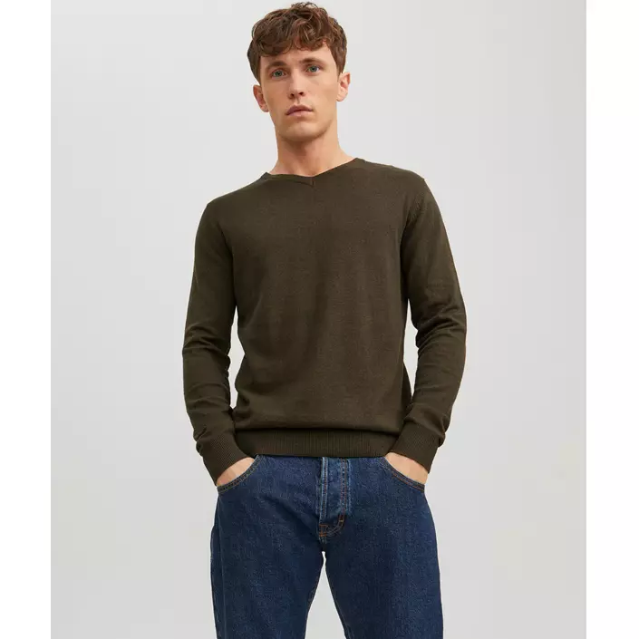 Jack & Jones JJEEMIL striktrøje, Olive Night Melange, large image number 1