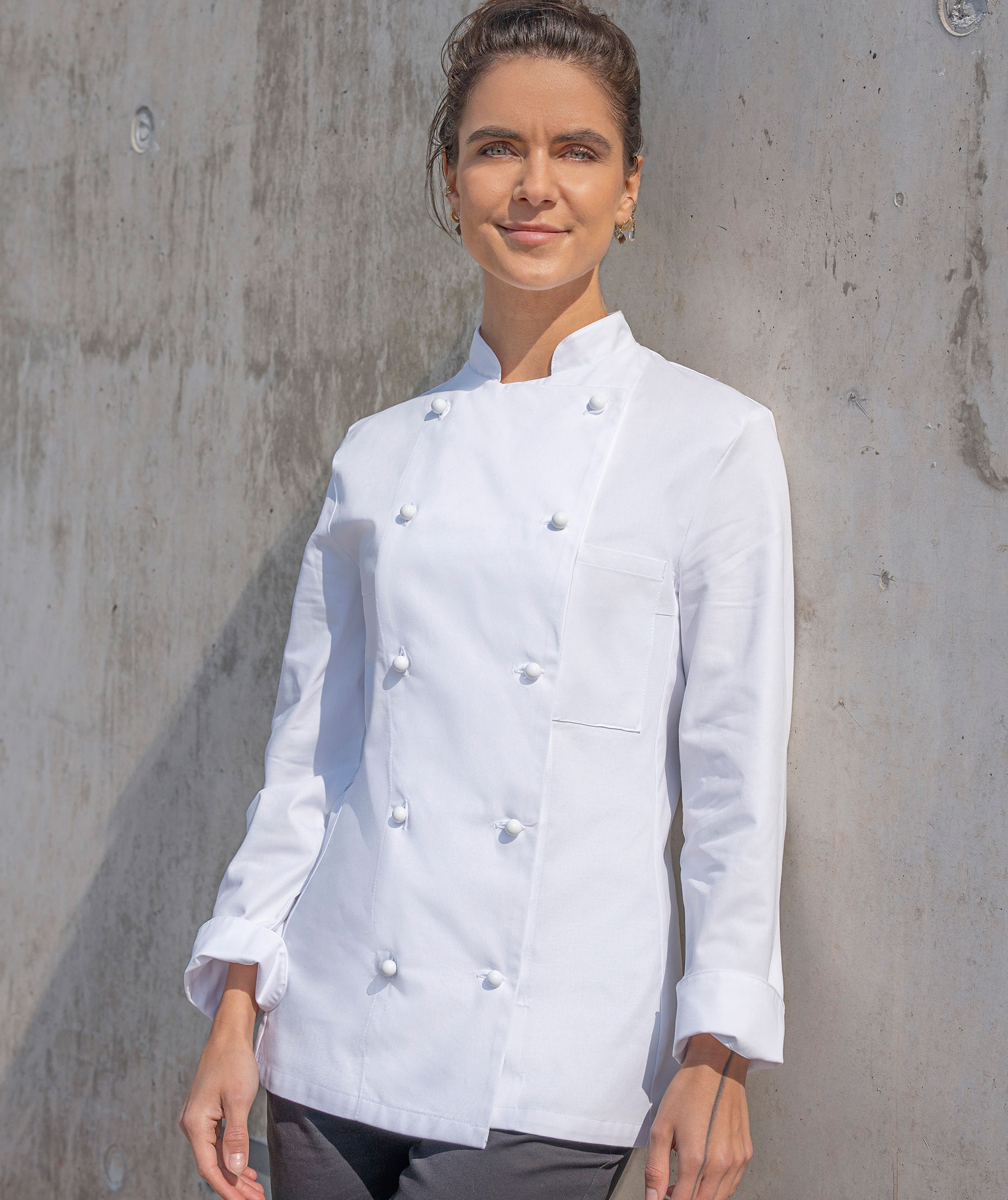 Karlowsky Agathe women's chefs jacket without buttons, White, large image number 1