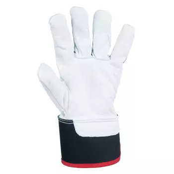 Kramp 3.004 goatskin leather work gloves, Black/White