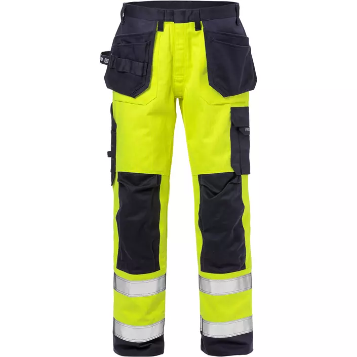 Fristads Flame craftsman trousers 2584 FLAM, Hi-Vis yellow/marine, large image number 0