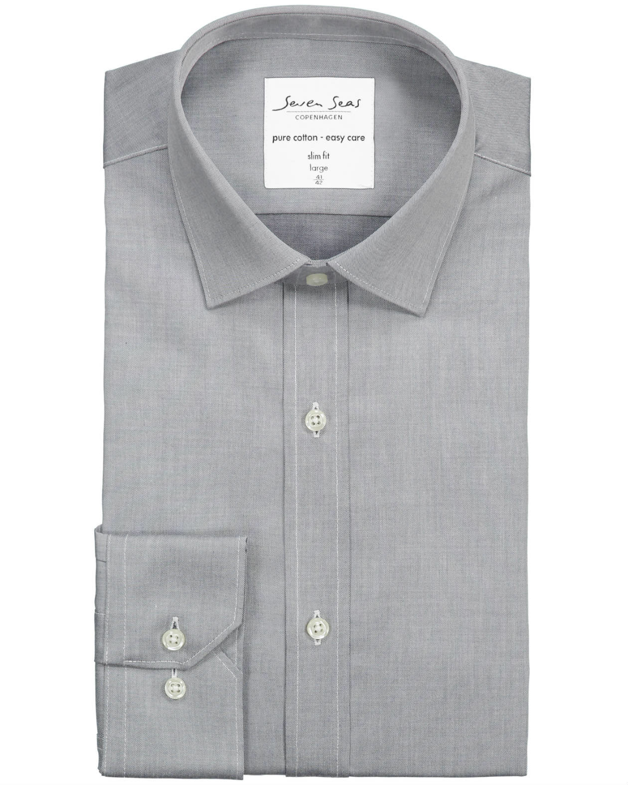 Seven Seas Fine Twill Slim fit skjorte, Silver Grey, large image number 6