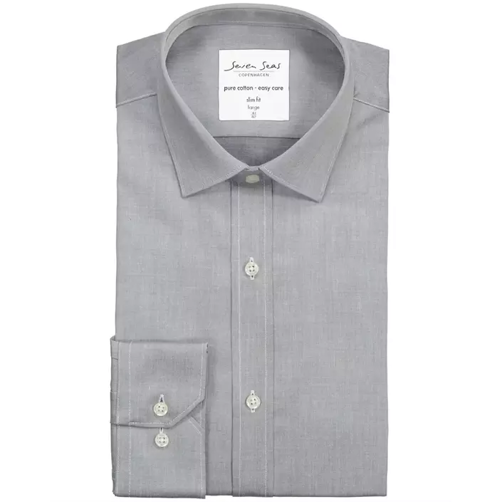 Seven Seas Fine Twill Slim fit skjorta, Silver Grey, large image number 4