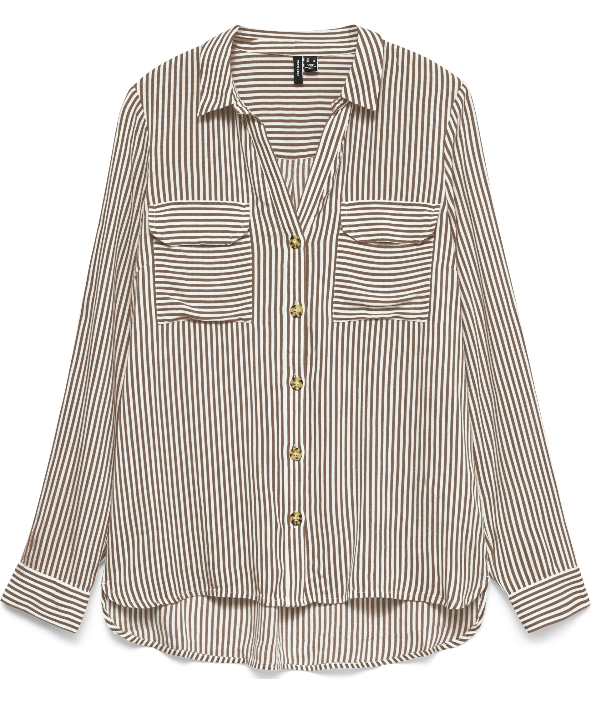 Vero Moda VMBUMPY dame skjorte, Brown Lentil Stripe, Brown Lentil Stripe, swatch