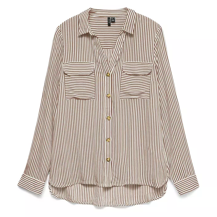 Vero Moda VMBUMPY skjorta dam, Brown Lentil Stripe, large image number 0