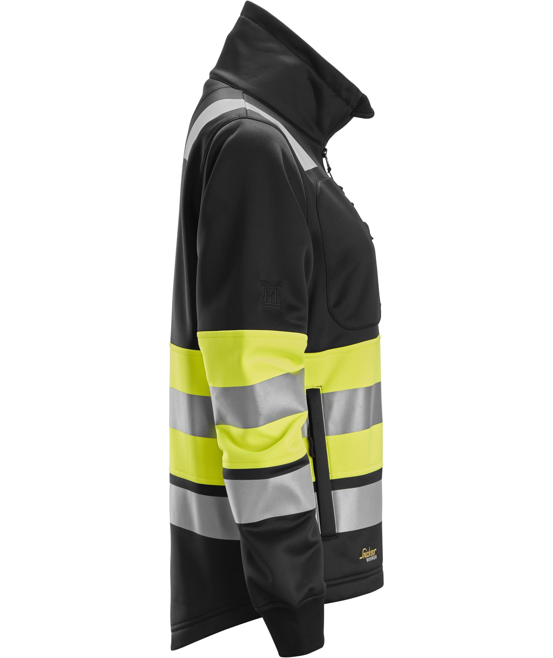 Snickers dame sweatjakke 8077, Hi-vis Gul/Svart, Hi-vis Gul/Svart, large image number 2