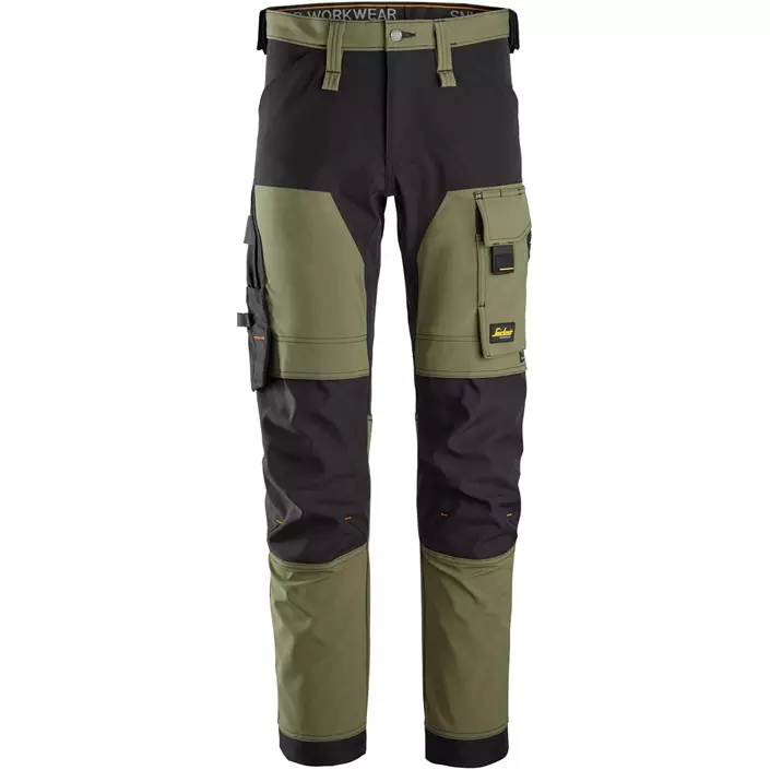 Snickers AllroundWork arbetsbyxa 6375 full stretch, Khaki Green/Black, large image number 0