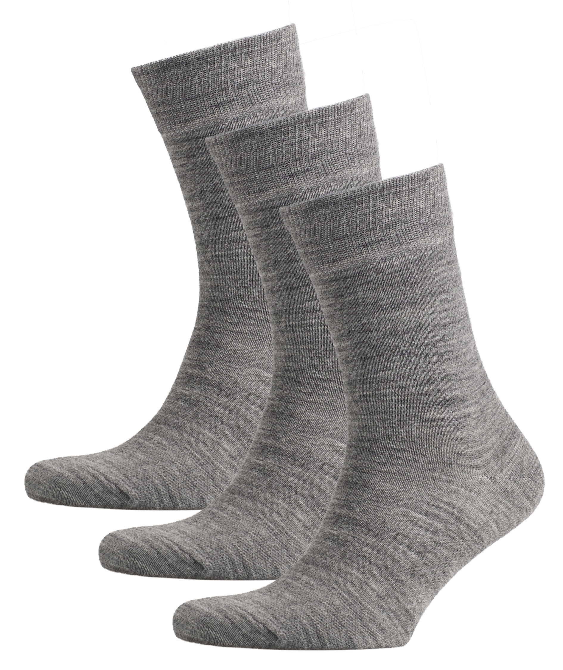 Westborn Basic 3-pack strumpor med ull, Medium Grey Melange