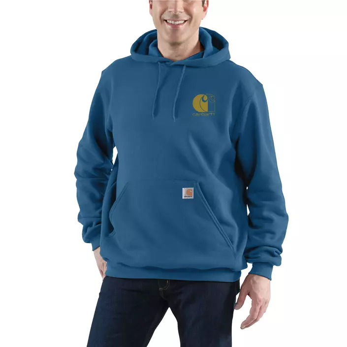 Carhartt Signature logo hettegenser, Dark Horizon Blue, large image number 1