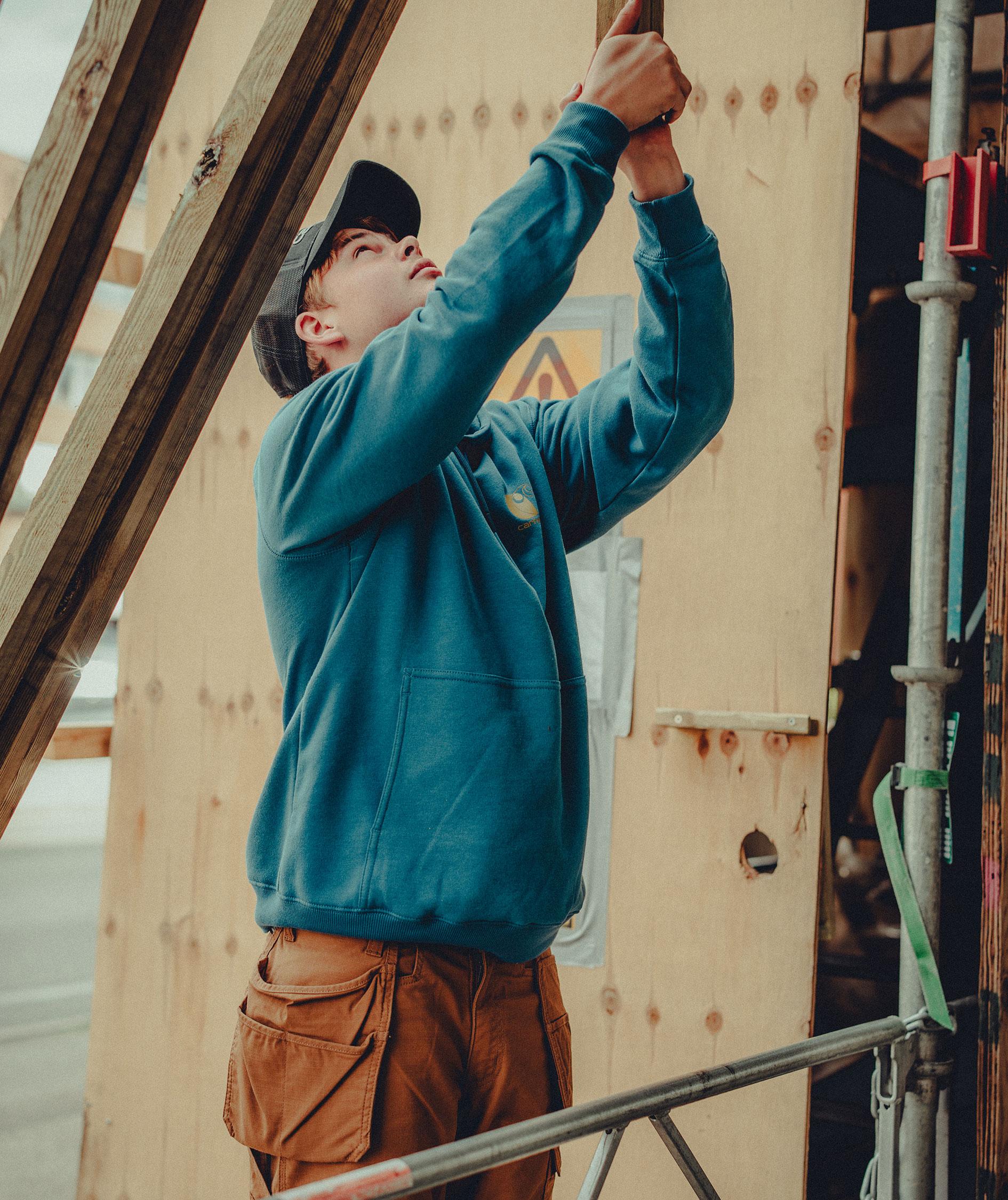 Carhartt Signature logo Hoodie, Dark Horizon Blue