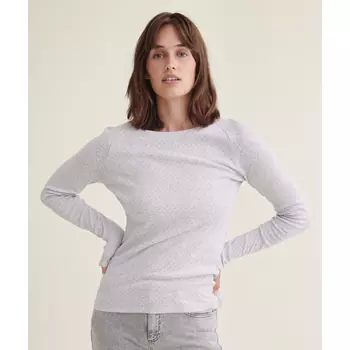 Basic Apparel Arense långärmad T-shirt dam, Light Grey Melange