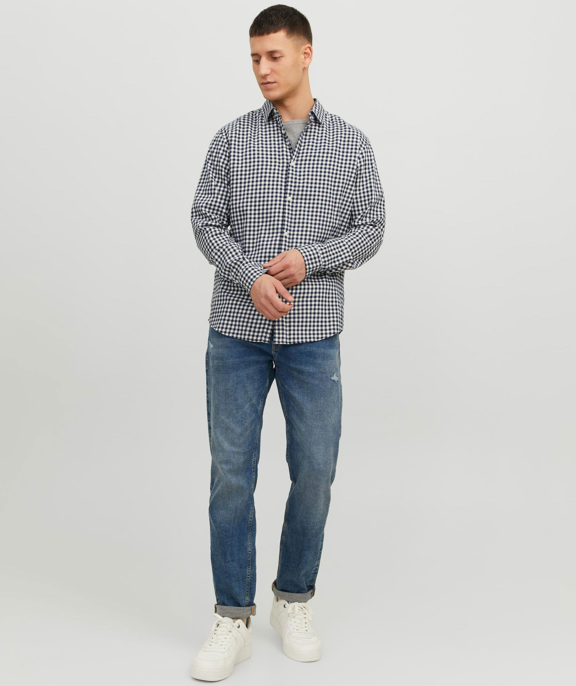 Jack & Jones JJEGINGHAM Slim fit skovmandsskjorte, Cloud Dancer, large image number 5