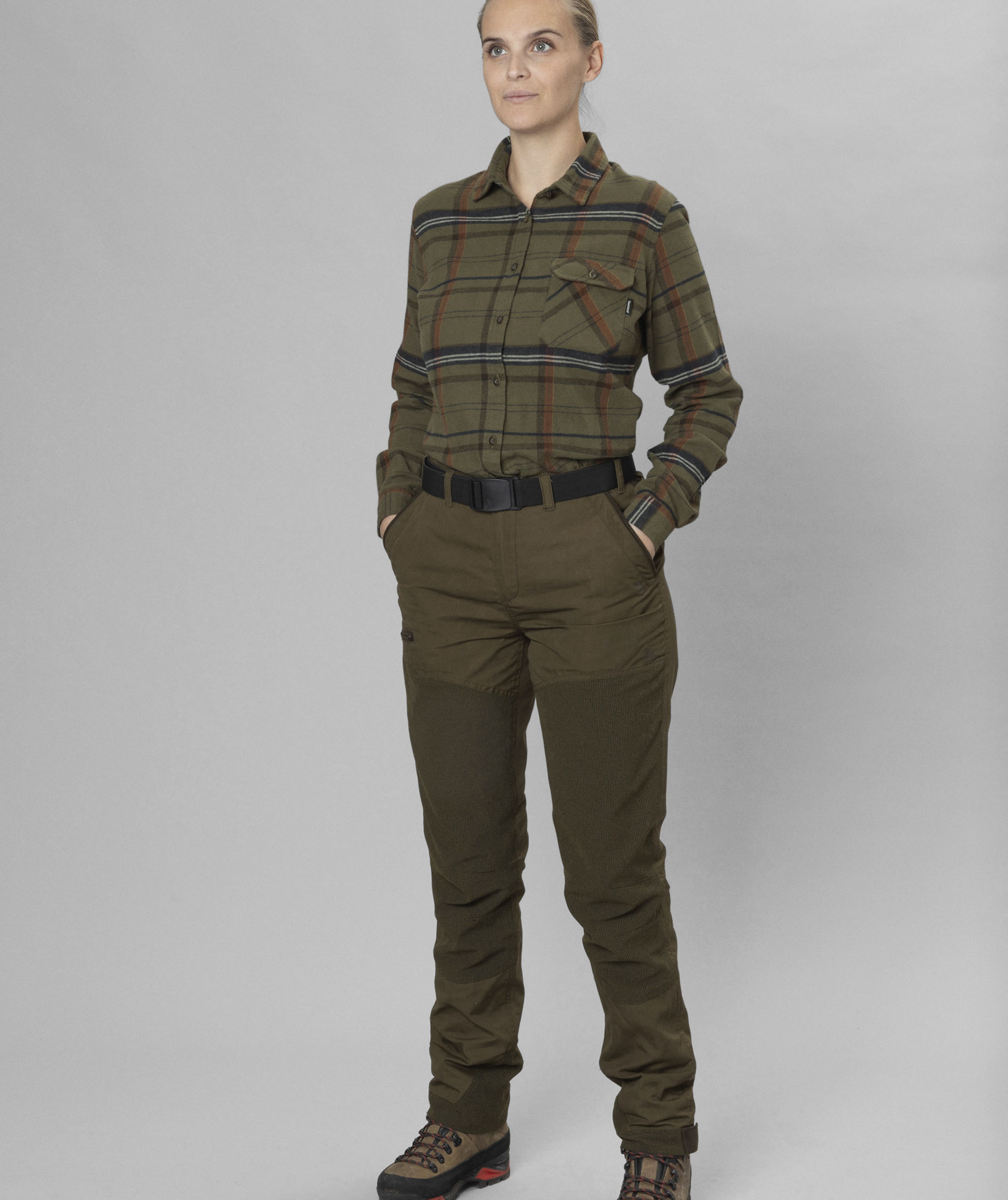 Seeland Skye women's flannel shirt, Grape leaf/Terracotta check, large image number 4