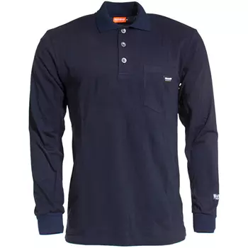 Tranemo long-sleeved polo shirt, Marine Blue