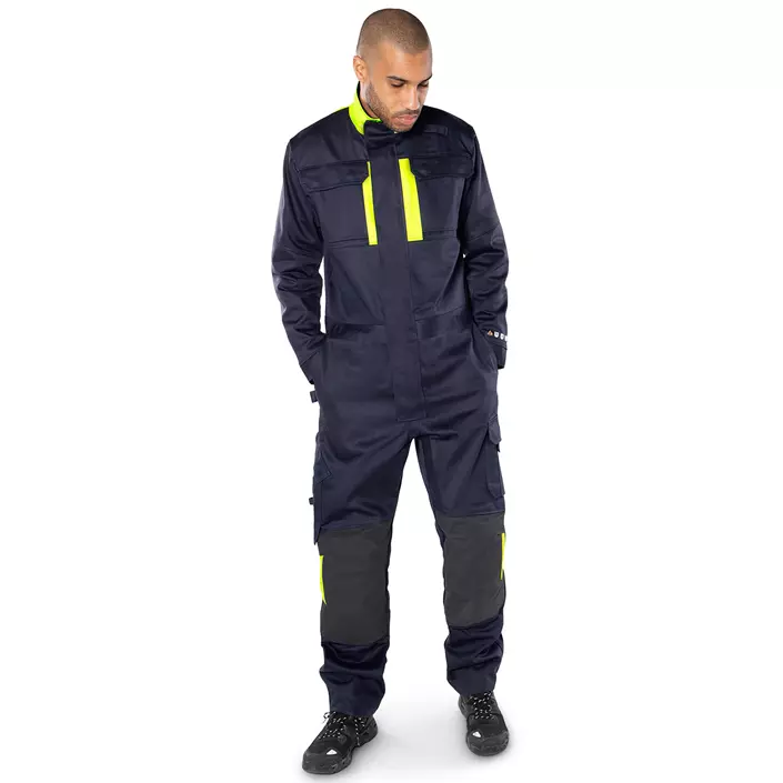 Fristads Flame kjeledress 8044 WEL, Marine/Hi-Vis gul, large image number 1